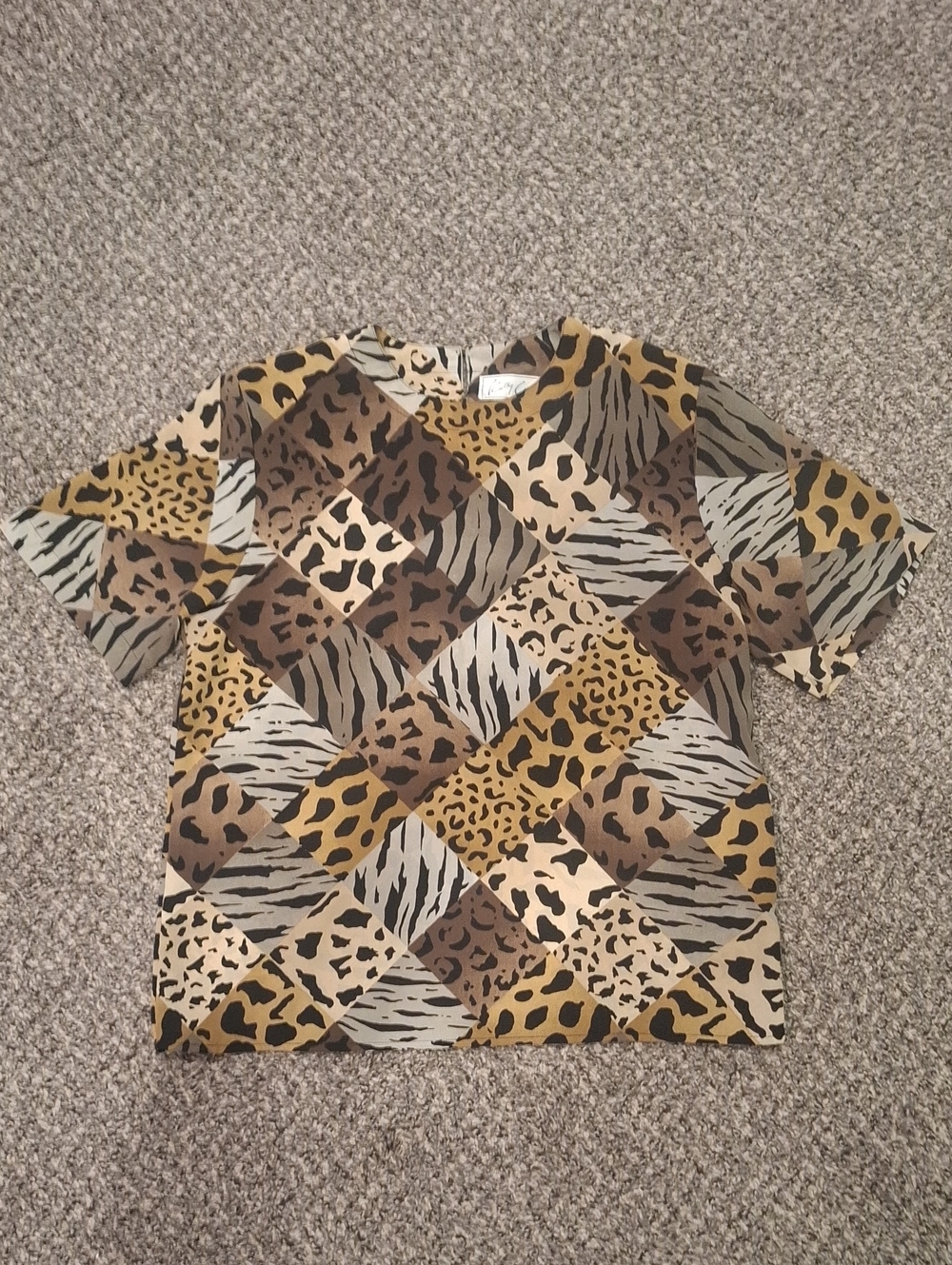 Animal Print Short Sleeve Top - Multicolor